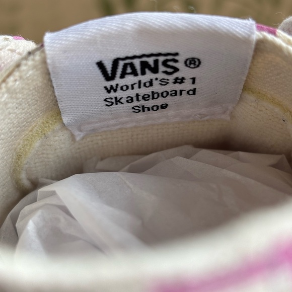 Vans Pink & Cream Checkerboard High Top Sneakers - Picture 14 of 15